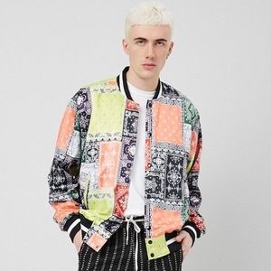 Satin Bandana Print Bomber Jacket - Forever 21